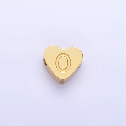 14K Gold Filled Alphabet Letter Engraved Heart Bead | A-A1552-A-A1564