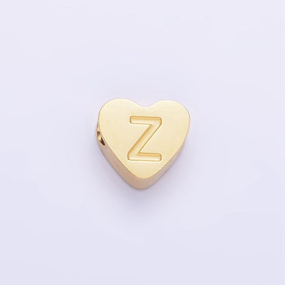 14K Gold Filled Alphabet Letter Engraved Heart Bead | A-A1552-A-A1564