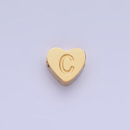 14K Gold Filled Alphabet Letter Engraved Heart Bead | A-A1552-A-A1564