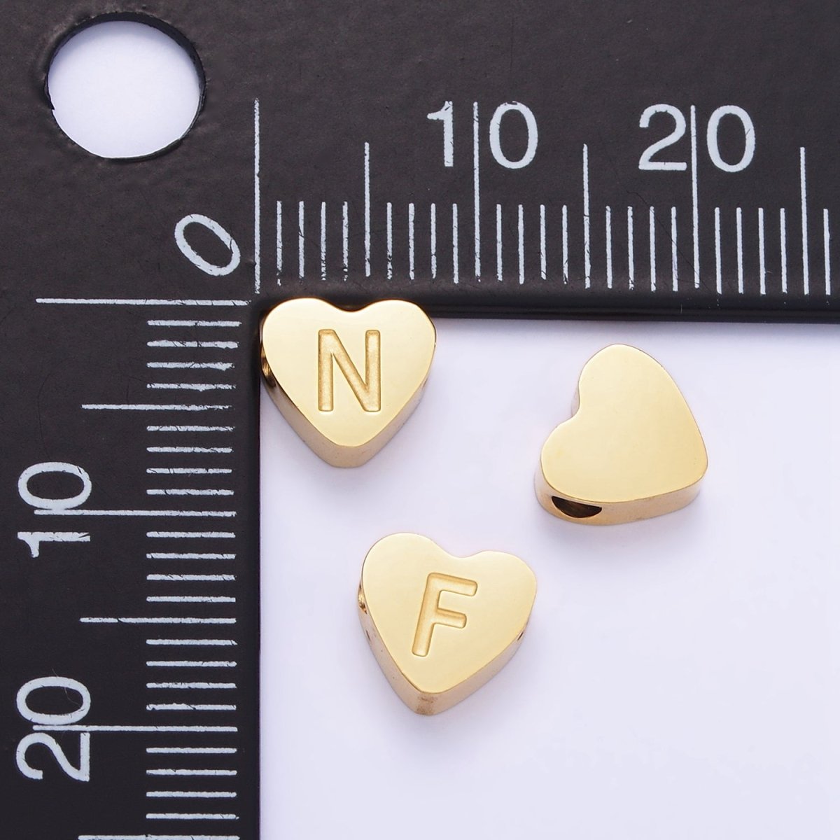 14K Gold Filled Alphabet Letter Engraved Heart Bead | A-A1552-A-A1564