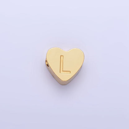 14K Gold Filled Alphabet Letter Engraved Heart Bead | A-A1552-A-A1564
