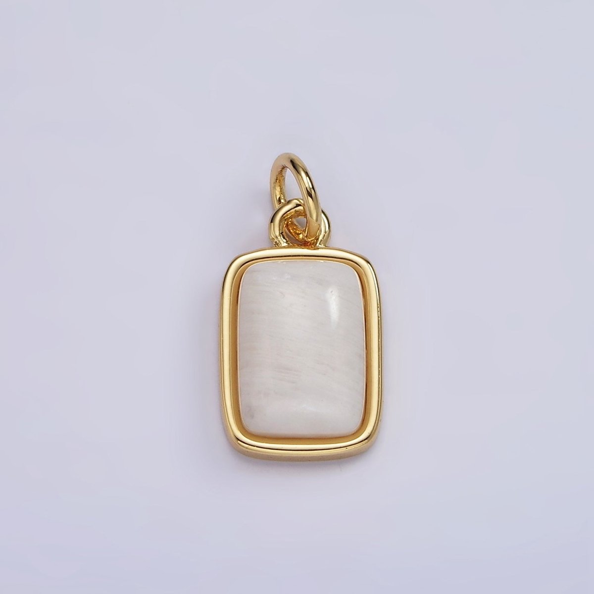 14K Gold Filled Amazonite, Moonstone, Labradorite Rectangular Bezel Charm | AG-540 - AG-542