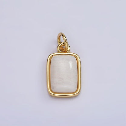 14K Gold Filled Amazonite, Moonstone, Labradorite Rectangular Bezel Charm | AG-540 - AG-542