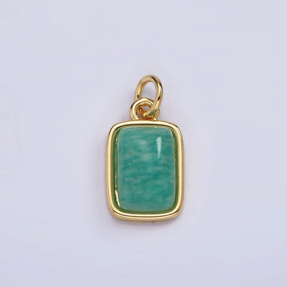 14K Gold Filled Amazonite, Moonstone, Labradorite Rectangular Bezel Charm | AG-540 - AG-542