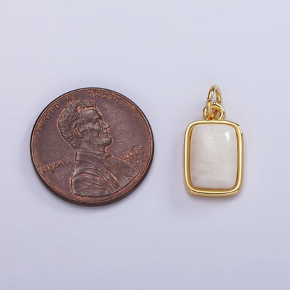 14K Gold Filled Amazonite, Moonstone, Labradorite Rectangular Bezel Charm | AG-540 - AG-542