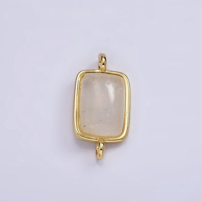 14K Gold Filled Amazonite, Moonstone, Labradorite Rectangular Bezel Connector | G222 - G224