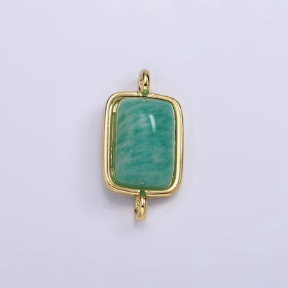 14K Gold Filled Amazonite, Moonstone, Labradorite Rectangular Bezel Connector | G222 - G224