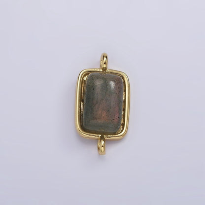 14K Gold Filled Amazonite, Moonstone, Labradorite Rectangular Bezel Connector | G222 - G224