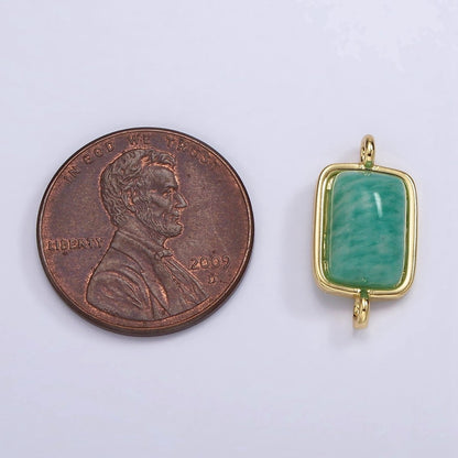 14K Gold Filled Amazonite, Moonstone, Labradorite Rectangular Bezel Connector | G222 - G224