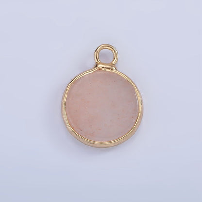 14K Gold Filled Amazonite, Pink Quartz, Onyx, Howlite, Blue Lapis Round Bezel Charm | N1691 - N1695