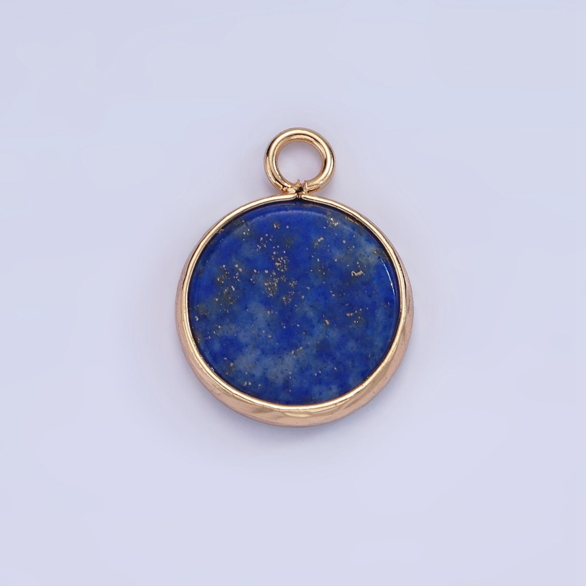 14K Gold Filled Amazonite, Pink Quartz, Onyx, Howlite, Blue Lapis Round Bezel Charm | N1691 - N1695