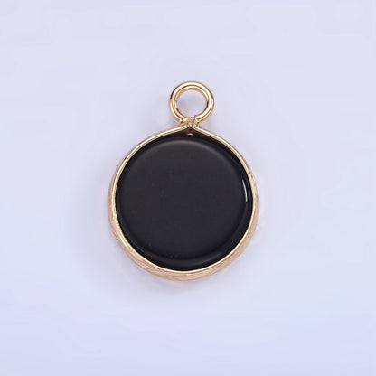 14K Gold Filled Amazonite, Pink Quartz, Onyx, Howlite, Blue Lapis Round Bezel Charm | N1691 - N1695