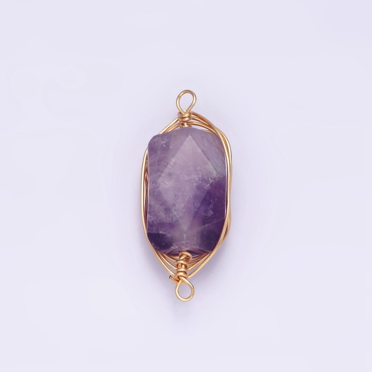 14K Gold Filled Amethyst, Prehnite, Amazonite, Clear Quartz, Rose Quartz Wire Wrapped Connector | G044 - G048