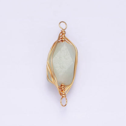 14K Gold Filled Amethyst, Prehnite, Amazonite, Clear Quartz, Rose Quartz Wire Wrapped Connector | G044 - G048