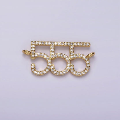 14K Gold Filled Angel Number Numerology Micro Paved CZ Script Connector | G184 - G192