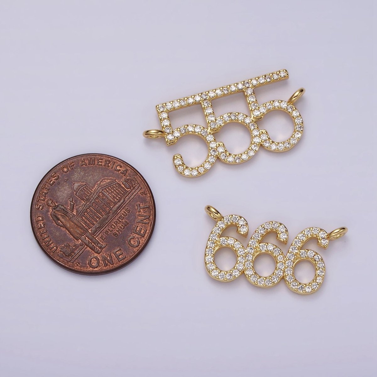 14K Gold Filled Angel Number Numerology Micro Paved CZ Script Connector | G184 - G192