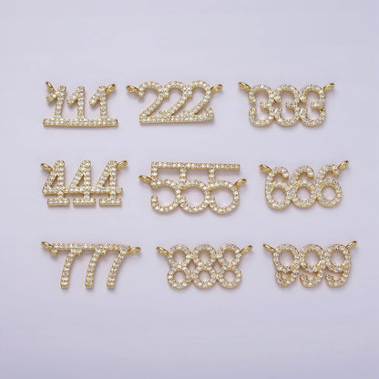 14K Gold Filled Angel Number Numerology Micro Paved CZ Script Connector | G184 - G192