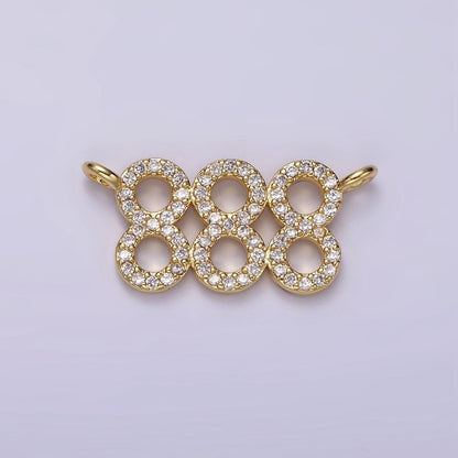 14K Gold Filled Angel Number Numerology Micro Paved CZ Script Connector | G184 - G192
