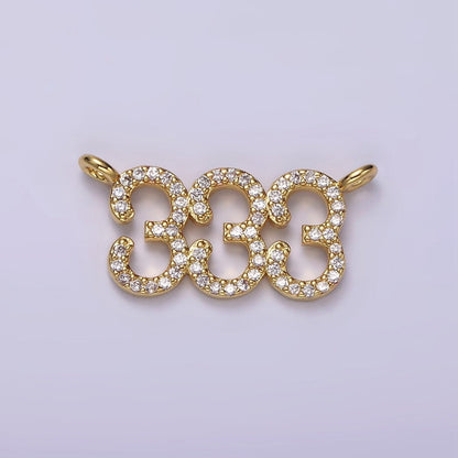 14K Gold Filled Angel Number Numerology Micro Paved CZ Script Connector | G184 - G192