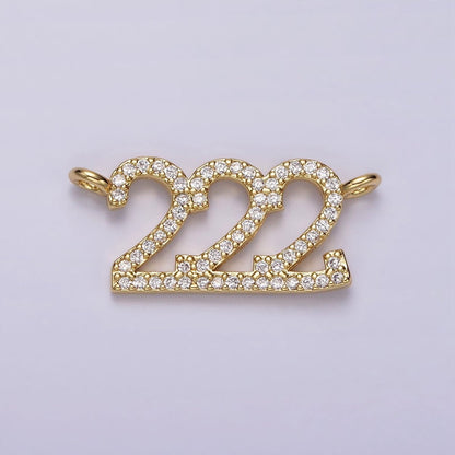 14K Gold Filled Angel Number Numerology Micro Paved CZ Script Connector | G184 - G192