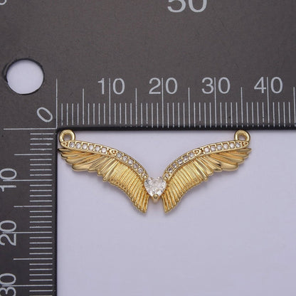 14k Gold Filled Angel Wing Charm Connector for Necklace Component Link Connector F-628