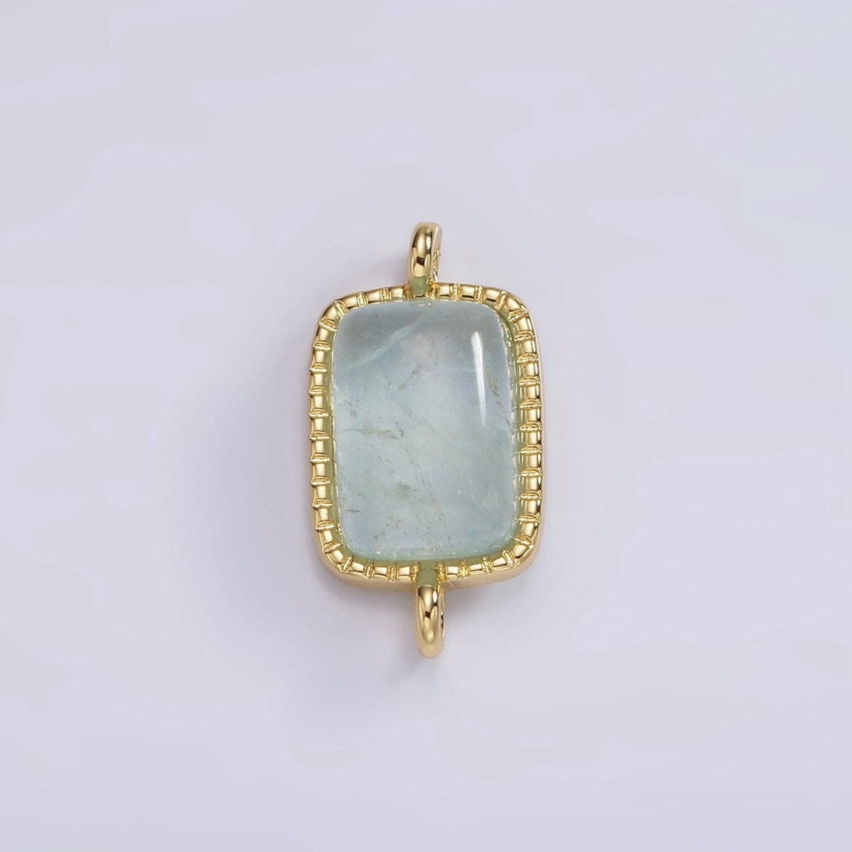 14K Gold Filled Aquamarine, Citrine Gemstone Rectangular Dotted Connector | G255