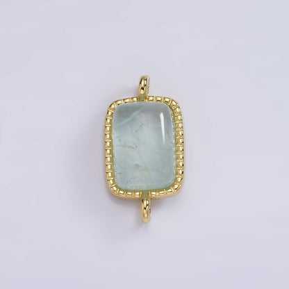 14K Gold Filled Aquamarine, Citrine Gemstone Rectangular Dotted Connector | G255