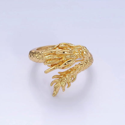 14K Gold Filled Artisan Scaled Dragon Wrap Ring | O1360