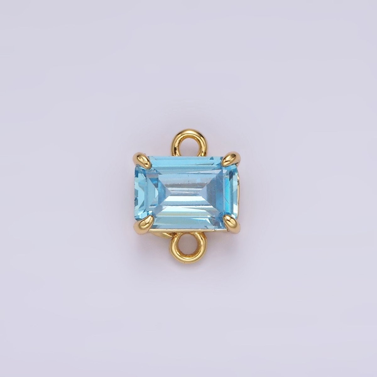 14K Gold Filled Baby Blue Baguette CZ Minimalist Connector | G824