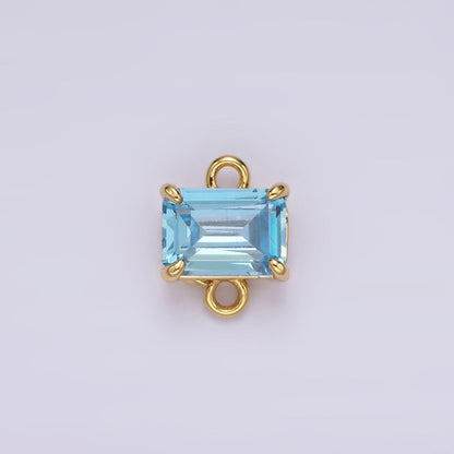 14K Gold Filled Baby Blue Baguette CZ Minimalist Connector | G824