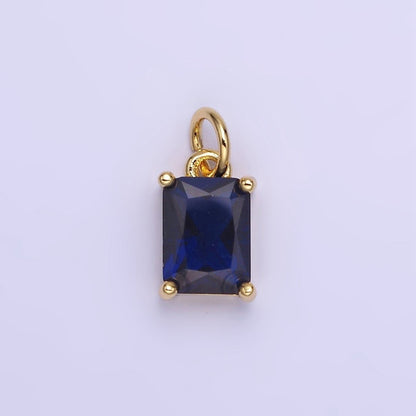 14K Gold Filled Baguette CZ Birthstone Add-On Charm in Gold &amp; Silver | W729 - W744