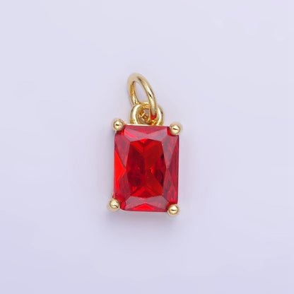 14K Gold Filled Baguette CZ Birthstone Add-On Charm in Gold &amp; Silver | W729 - W744