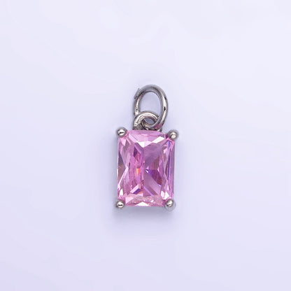 14K Gold Filled Baguette CZ Birthstone Add-On Charm in Gold &amp; Silver | W729 - W744