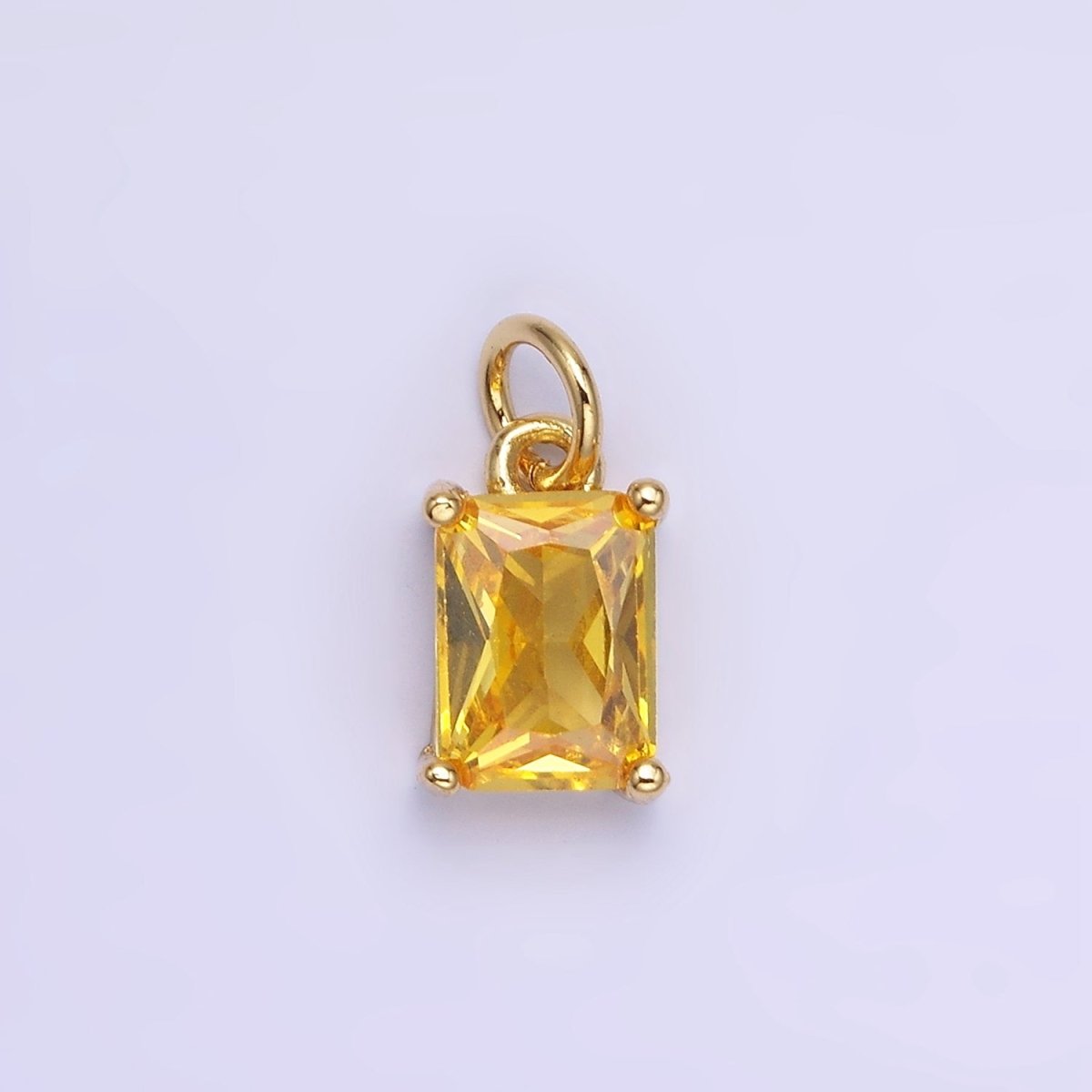 14K Gold Filled Baguette CZ Birthstone Add-On Charm in Gold &amp; Silver | W729 - W744