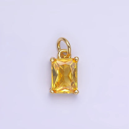 14K Gold Filled Baguette CZ Birthstone Add-On Charm in Gold &amp; Silver | W729 - W744
