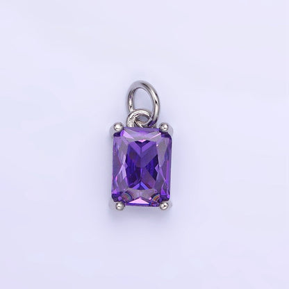 14K Gold Filled Baguette CZ Birthstone Add-On Charm in Gold &amp; Silver | W729 - W744