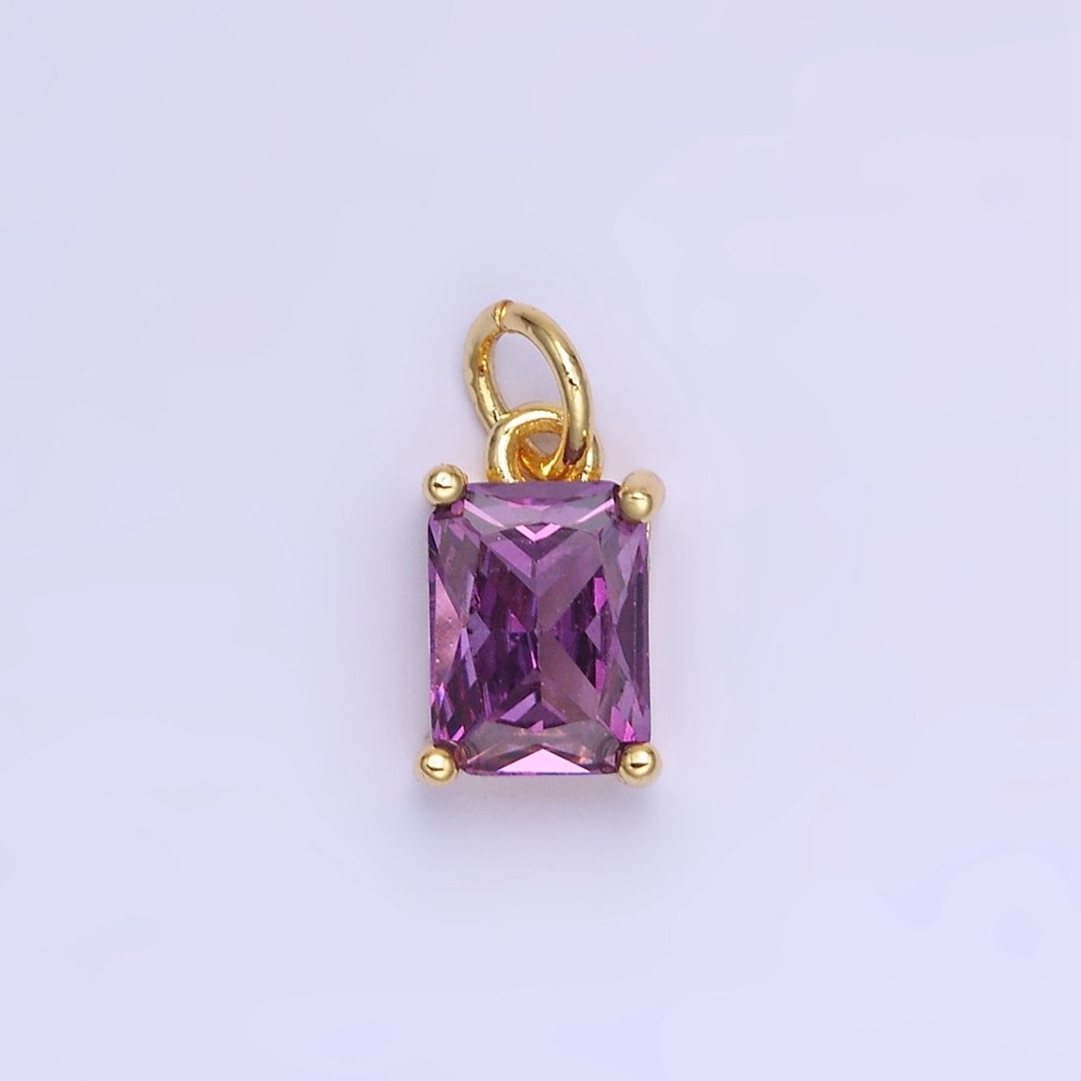 14K Gold Filled Baguette CZ Birthstone Add-On Charm in Gold &amp; Silver | W729 - W744