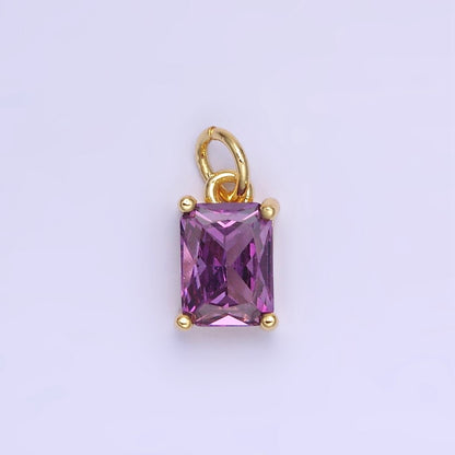 14K Gold Filled Baguette CZ Birthstone Add-On Charm in Gold &amp; Silver | W729 - W744