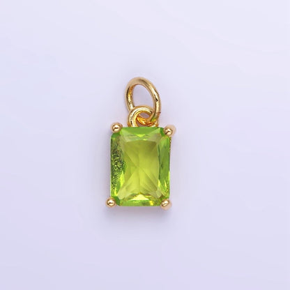 14K Gold Filled Baguette CZ Birthstone Add-On Charm in Gold &amp; Silver | W729 - W744
