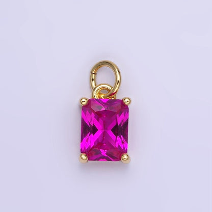 14K Gold Filled Baguette CZ Birthstone Add-On Charm in Gold &amp; Silver | W729 - W744