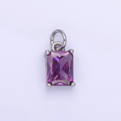 14K Gold Filled Baguette CZ Birthstone Add-On Charm in Gold &amp; Silver | W729 - W744