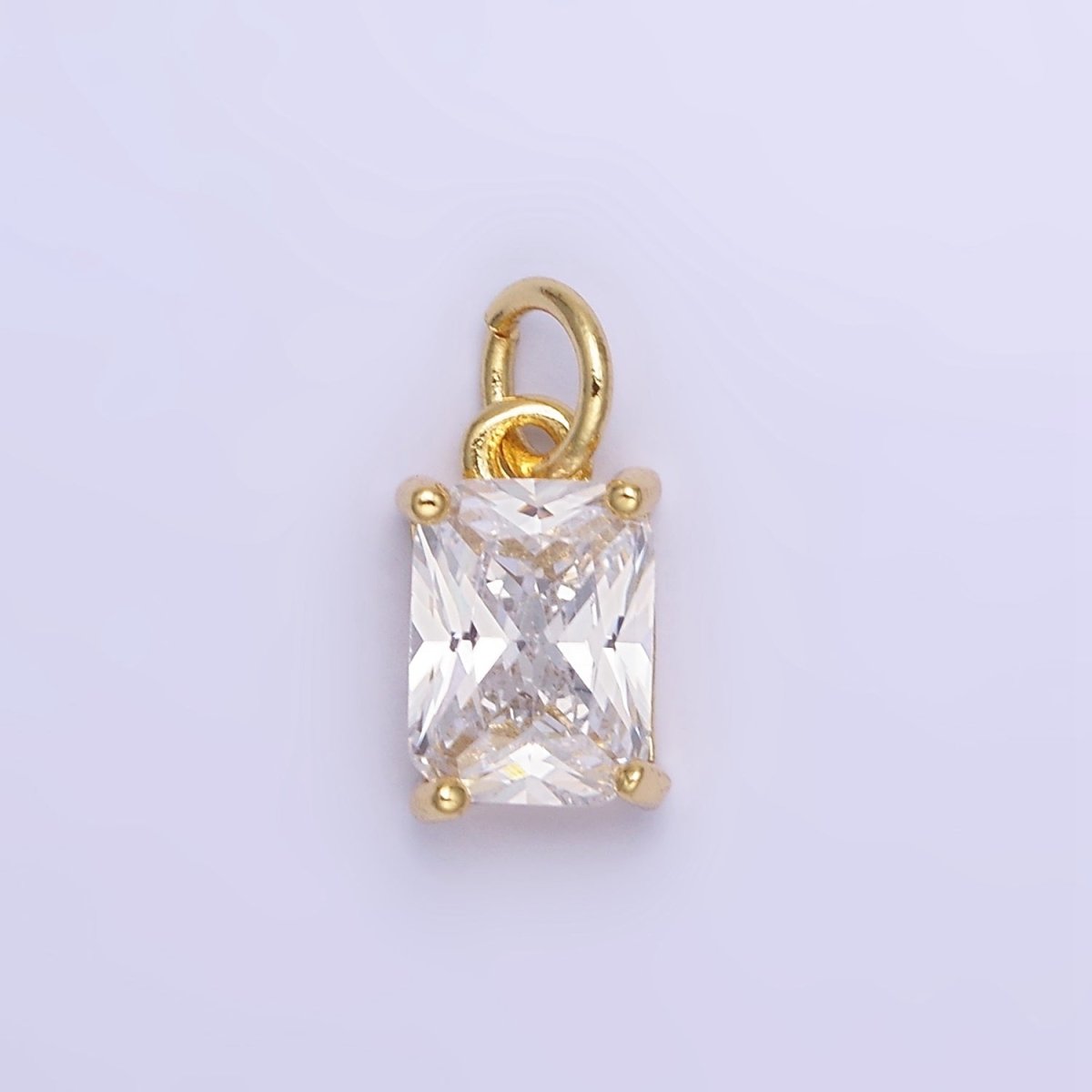 14K Gold Filled Baguette CZ Birthstone Add-On Charm in Gold &amp; Silver | W729 - W744