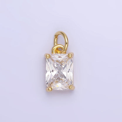 14K Gold Filled Baguette CZ Birthstone Add-On Charm in Gold &amp; Silver | W729 - W744