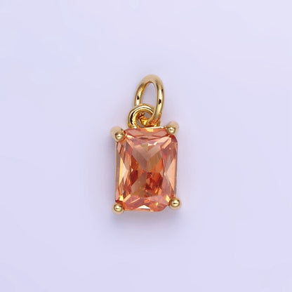 14K Gold Filled Baguette CZ Birthstone Add-On Charm in Gold &amp; Silver | W729 - W744