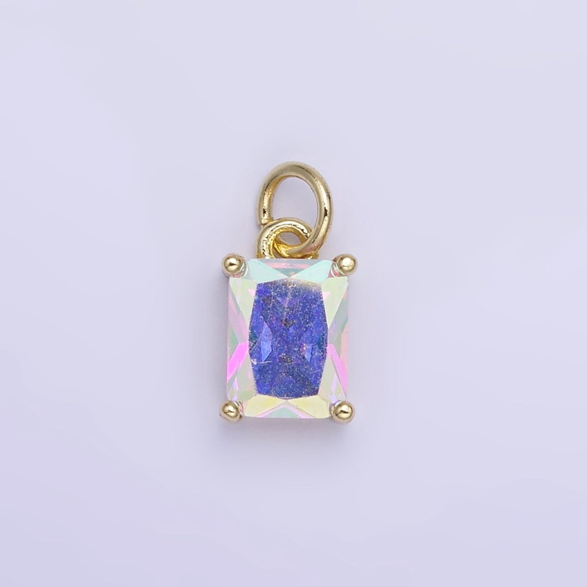 14K Gold Filled Baguette CZ Birthstone Add-On Charm in Gold &amp; Silver | W729 - W744