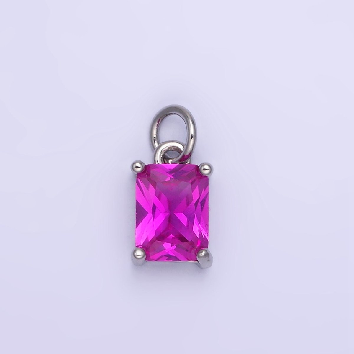 14K Gold Filled Baguette CZ Birthstone Add-On Charm in Gold &amp; Silver | W729 - W744