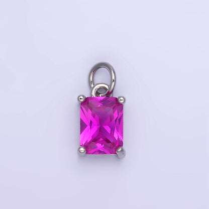 14K Gold Filled Baguette CZ Birthstone Add-On Charm in Gold &amp; Silver | W729 - W744