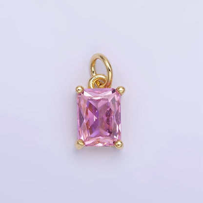 14K Gold Filled Baguette CZ Birthstone Add-On Charm in Gold &amp; Silver | W729 - W744