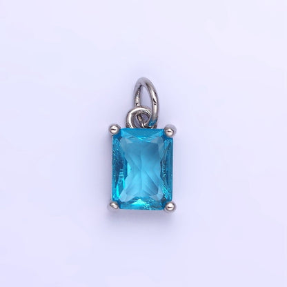 14K Gold Filled Baguette CZ Birthstone Add-On Charm in Gold &amp; Silver | W729 - W744