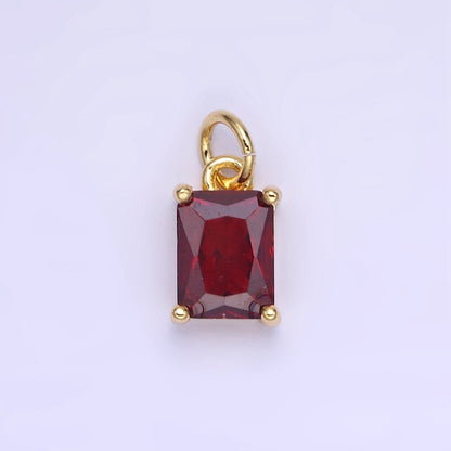 14K Gold Filled Baguette CZ Birthstone Add-On Charm in Gold &amp; Silver | W729 - W744